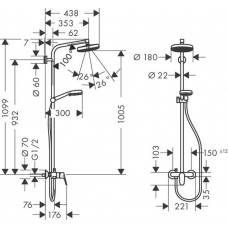 Душевая система Hansgrohe Crometta 160 1jet Showerpipe 27266400