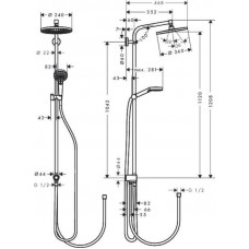 Душевая система Hansgrohe Crometta S 240 1jet Showerpipe Reno 27270000 (240 мм)