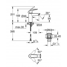 Смеситель для раковины Grohe Eurosmart (23922003)