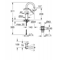 Смеситель для раковины Grohe Eurosmart (23970003)