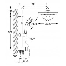 Душевая система GROHE Tempesta Cosmopolitan 250 CUBE с переключателем, хром (26694000)