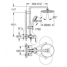 Душевая система GROHE Tempesta Cosmopolitan 250 со смесителем, хром (26673000)