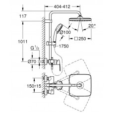 Душевая система GROHE Tempesta Cosmopolitan 250 CUBE с однорычажным смесителем, хром (26692000)