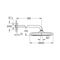 Верхний душ Grohe Tempesta 250  с кронштейном (26663000) 