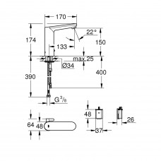 Смеситель для раковины Grohe Eurosmart Cosmopolitan E (36422000) электронный