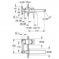 Смеситель для раковины Grohe BauLoop New (20289001) настенный