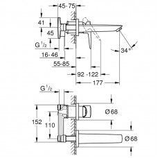 Смеситель для раковины Grohe BauLoop New (20289001) настенный