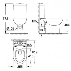 Чаша для напольного унитаза Grohe Bau Ceramic (39349000) безободковый