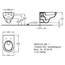 Чаша подвесного унитаза Geberit Renova Rimfree (203050)