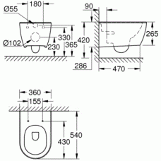 Чаша подвесного унитаза Grohe Essence (3957100H) безободковый