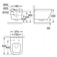 Чаша подвесного унитаза Grohe Euro Ceramic (3932800H) безободковый