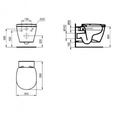 Чаша подвесного унитаза Ideal Standard Connect Rimless (E814901)