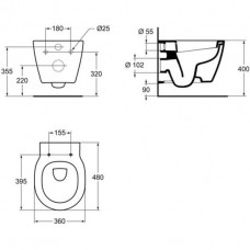 Чаша подвесного унитаза Ideal Standard Connect Space (E804601) укороченный