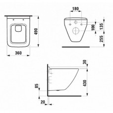 Чаша подвесного унитаза Laufen Palace (8.2070.3.000.000.1) compact