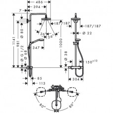 Душевая система Hansgrohe Croma Select E 180 2jet (27256400)