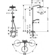 Душевая система Hansgrohe Croma Select S 280 1jet (26791000)