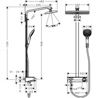 Душевая система Hansgrohe Raindance Select Showerpipe E360 1 jet (27288400) (полка белый хром)