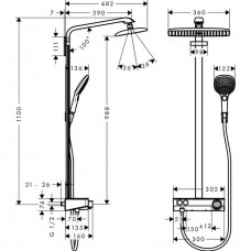 Душевая система Hansgrohe Raindance Select Showerpipe E360 1 jet (27288400) (полка белый хром)