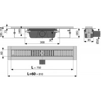 Душевой лоток Alcaplast APZ1SMART-LINE (APZ1SMART-LINE-750) 750 мм с перфорированной решеткой