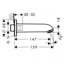 Излив для ванны Hansgrohe (13414000) 147 мм