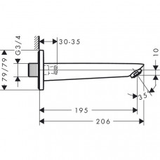 Излив для ванны Hansgrohe Logis (71410000) 195 мм