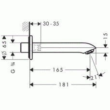 Излив для ванны Hansgrohe Metris (31494000) 165 мм