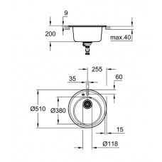 Мойка кухонная Grohe K200 (31656AP0) гранитная, черная