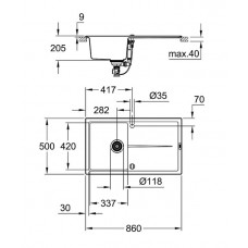 Мойка кухонная Grohe K400 (31640AT0) гранитная, серая