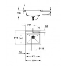 Мойка кухонная Grohe K700 (31651AT0) гранитная, серая