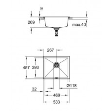 Мойка кухонная Grohe K700 (31654AT0) гранитная, серая