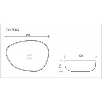 Раковина накладная Ceramica Nova Element (CN5003) (55 см) асимметричная