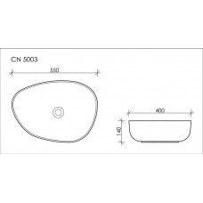 Раковина накладная Ceramica Nova Element (CN5003) (55 см) асимметричная