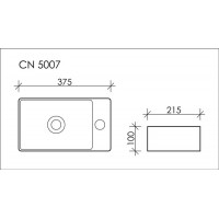 Раковина накладная Ceramica Nova Element (CN5007) (37.5 см) прямоугольная, смеситель справа