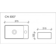 Раковина накладная Ceramica Nova Element (CN5007) (37.5 см) прямоугольная, смеситель справа