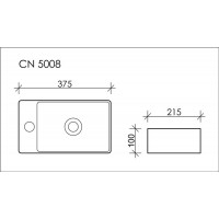 Раковина накладная Ceramica Nova Element (CN5008) (37.5 см) прямоугольная, смеситель слева