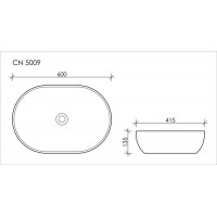 Раковина накладная Ceramica Nova Element (CN5009) (60 см) овальная