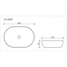 Раковина накладная Ceramica Nova Element (CN5009) (60 см) овальная