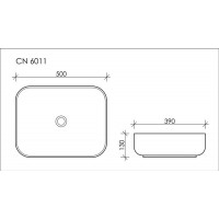 Раковина накладная Ceramica Nova Element (CN6011) (50 см) прямоугольная