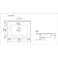 Раковина накладная Ceramica Nova Element (CN7001) (61 см) прямоугольная