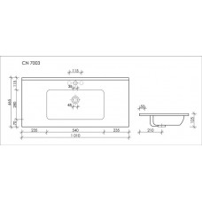 Раковина накладная Ceramica Nova Element (CN7003) (101 см) прямоугольная