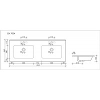 Раковина накладная Ceramica Nova Element (CN7004) (121 см) двойная, прямоугольная