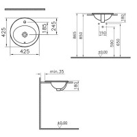 Раковина встраиваемая Vitra S20 (5466B003-0001) (42 см)