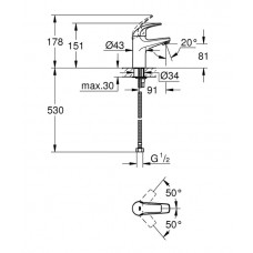 Смеситель для раковины Grohe BauCurve (32848000)