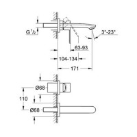 Смеситель для раковины Grohe Eurostyle Cosmopolitan (19571002) настенный