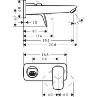 Смеситель для раковины Hansgrohe Logis (71220000) настенный