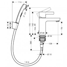 Смеситель для раковины Hansgrohe Metris S (31160000) с гигиеническим душем