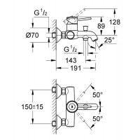 Смеситель для ванны Grohe BauClassic (32865000)