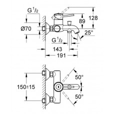 Смеситель для ванны Grohe BauClassic (32865000)