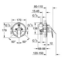 Смеситель для ванны Grohe Eurosmart Cosmopolitan (32879000) скрытого монтажа