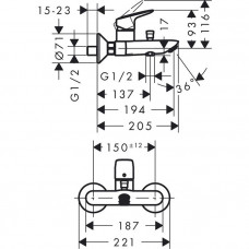 Смеситель для ванны Hansgrohe Logis (71400000)